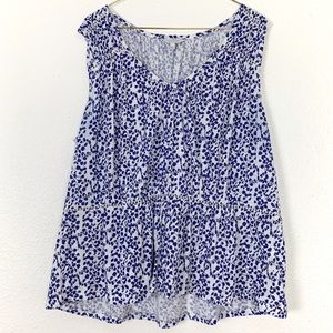 Lucky Brand | Blue Floral Babydoll Tank Top